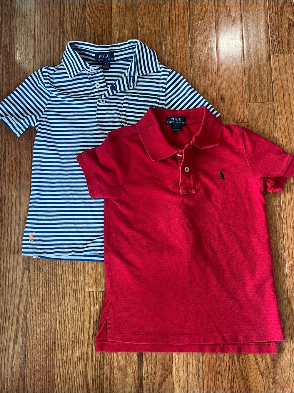 Polo by Ralph Lauren Boys Red Polo and Navy & White Striped Polo Bundle